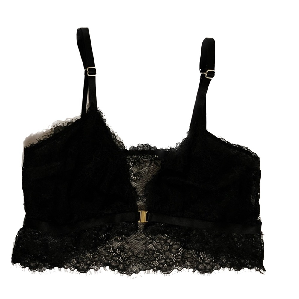 Auden Women's Lace Longline Eyelash Front Closure Clasp Bralette size Small
